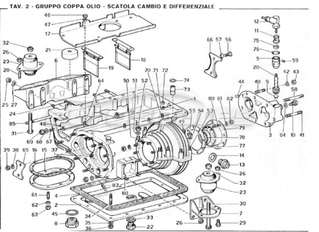 ferrari 246 gt series 1 ölwanne - getriebe- und differentialteilediagramm