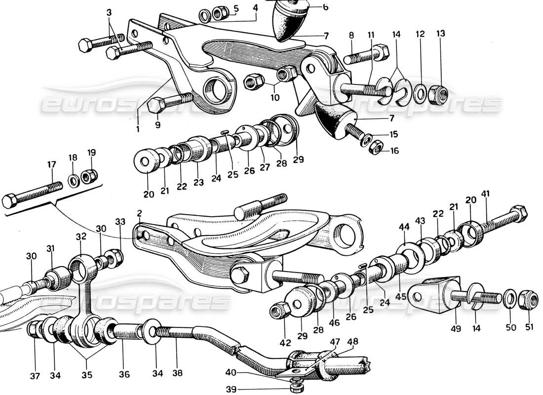 ferrari 330 gtc coupe vorderradaufhängung - querlenker-teilediagramm