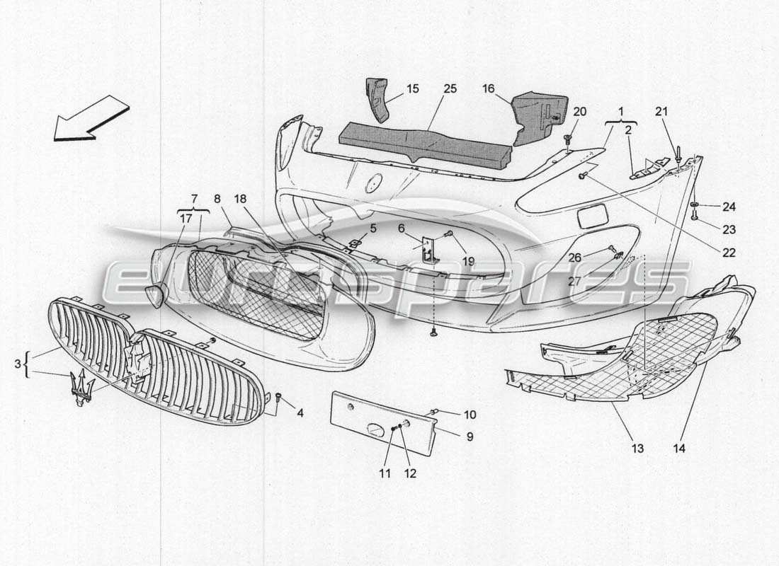 maserati grancabrio mc centenario frontstoßstange teilediagramm