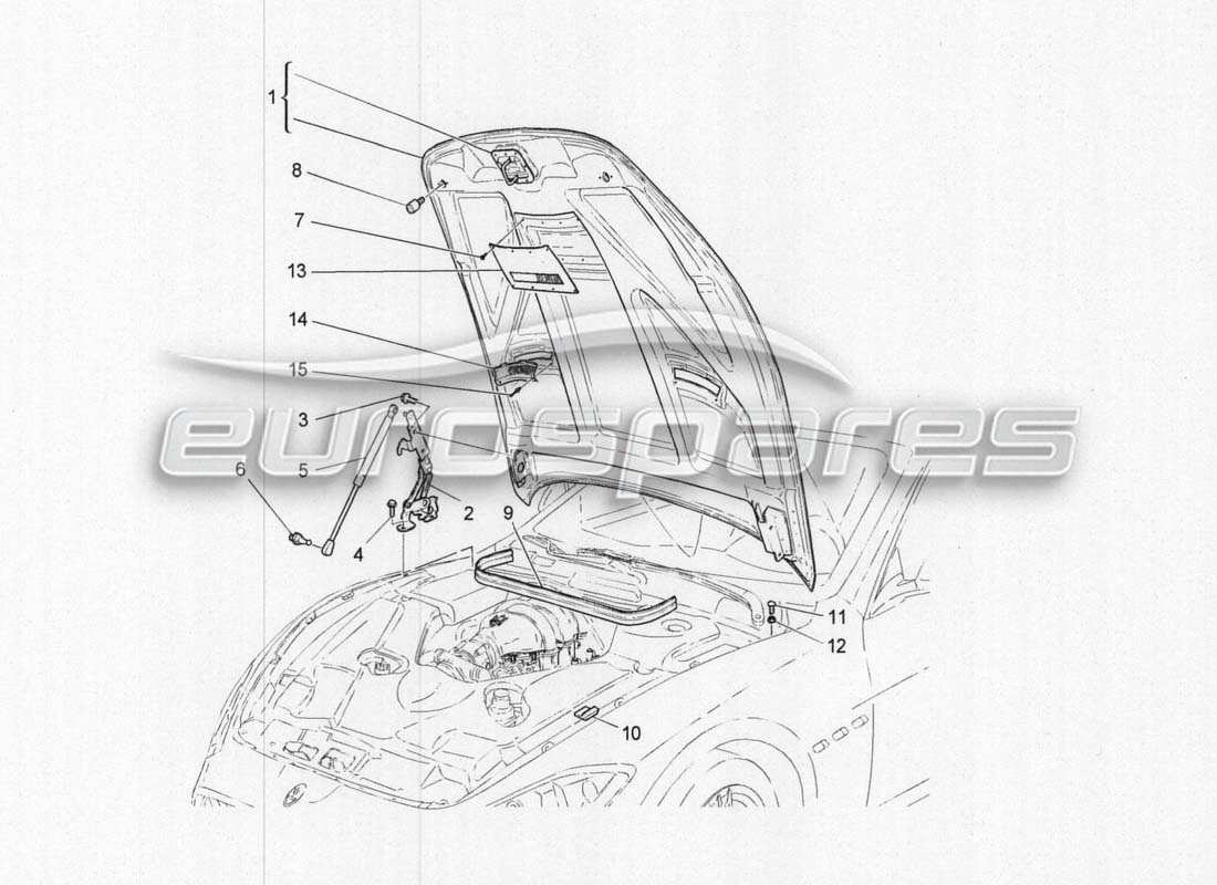 maserati grancabrio mc centenario teilediagramm der vorderen motorhaube