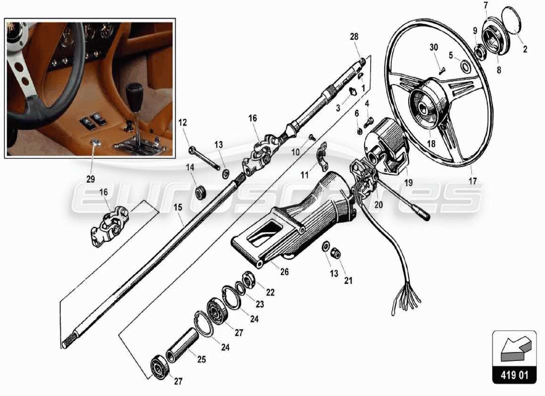 lamborghini miura p400s lenkung teilediagramm