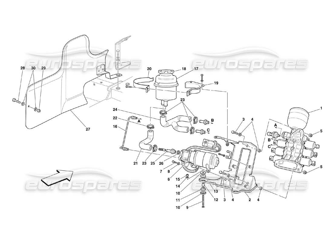 ferrari 360 challenge (2000) antriebseinheit und tank teilediagramm