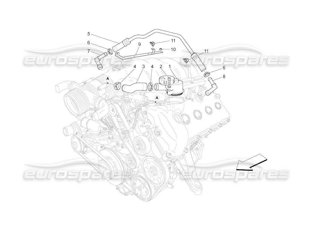 maserati qtp. (2011) 4.2 auto öldampf-rezirkulationssystem teilediagramm