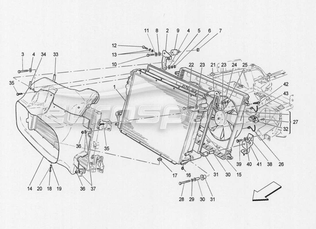 maserati granturismo special edition kühlung: luftkühler und kanäle teilediagramm