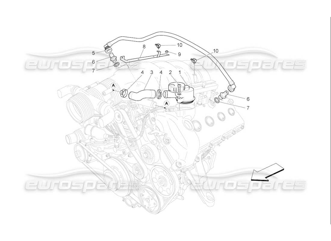 maserati qtp. (2010) 4.7 auto öldampf-rezirkulationssystem teilediagramm