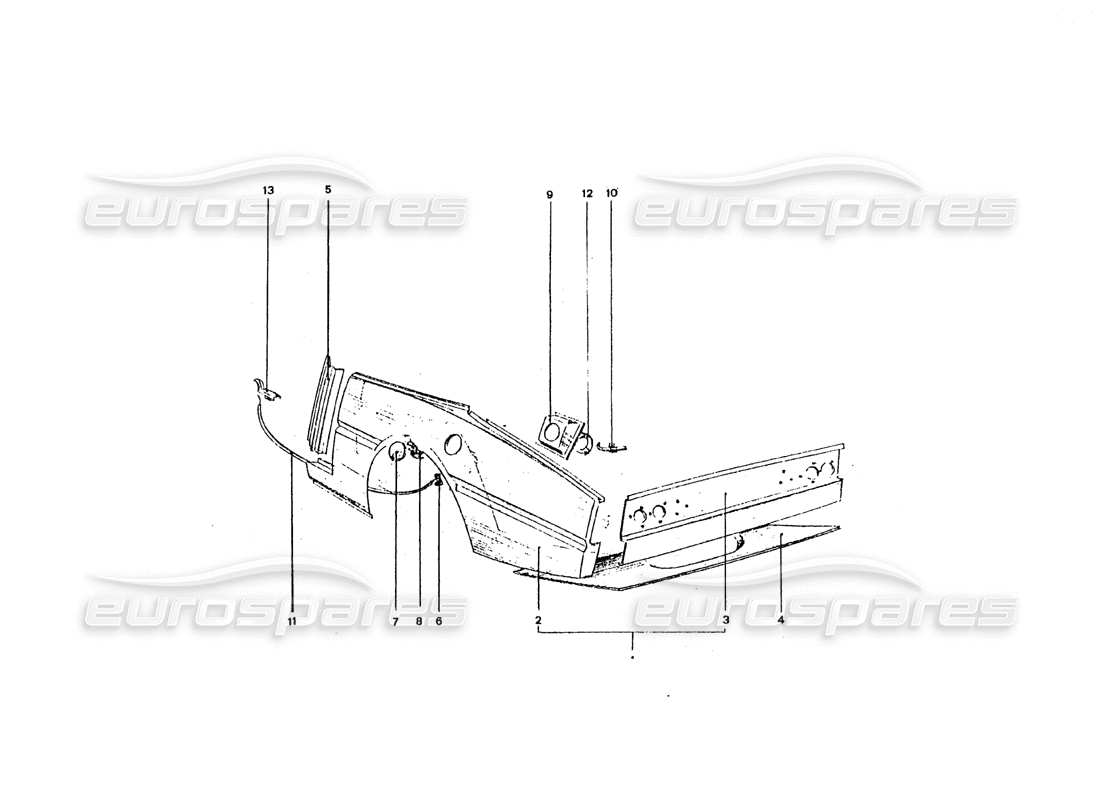 ferrari 365 gt4 2+2 coachwork teilediagramm für heckverkleidungen