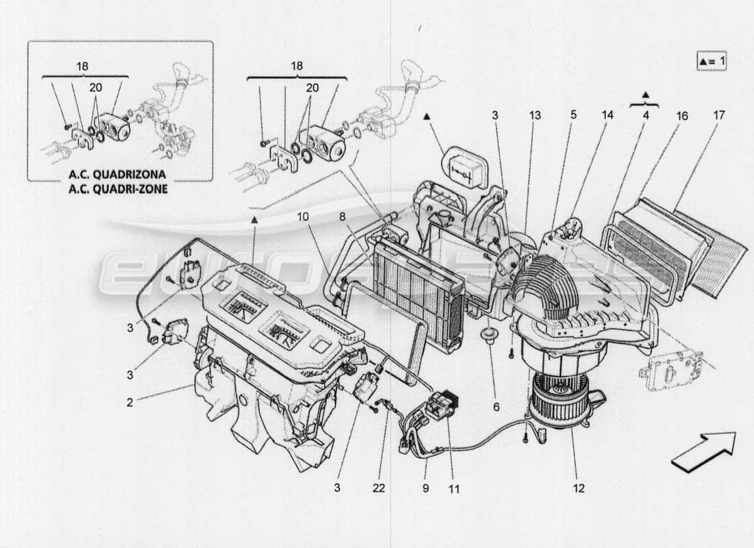 maserati qtp. v8 3.8 530bhp 2014 auto a c einheit: teilediagramm für armaturenbrettgeräte