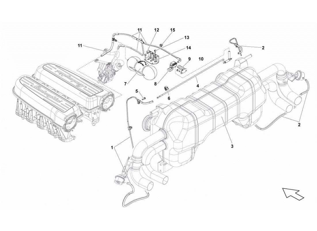 lamborghini gallardo sts ii sc abgassystem teilediagramm