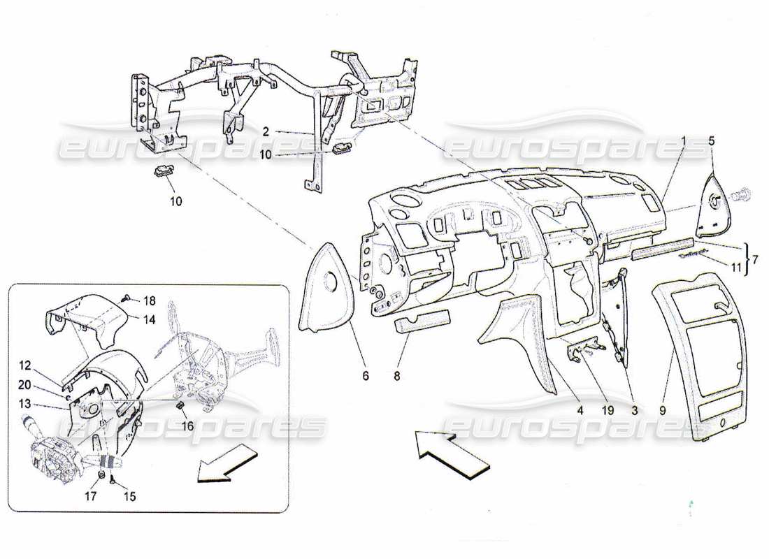 maserati qtp. (2010) 4.2 dashboard unit ersatzteildiagramm