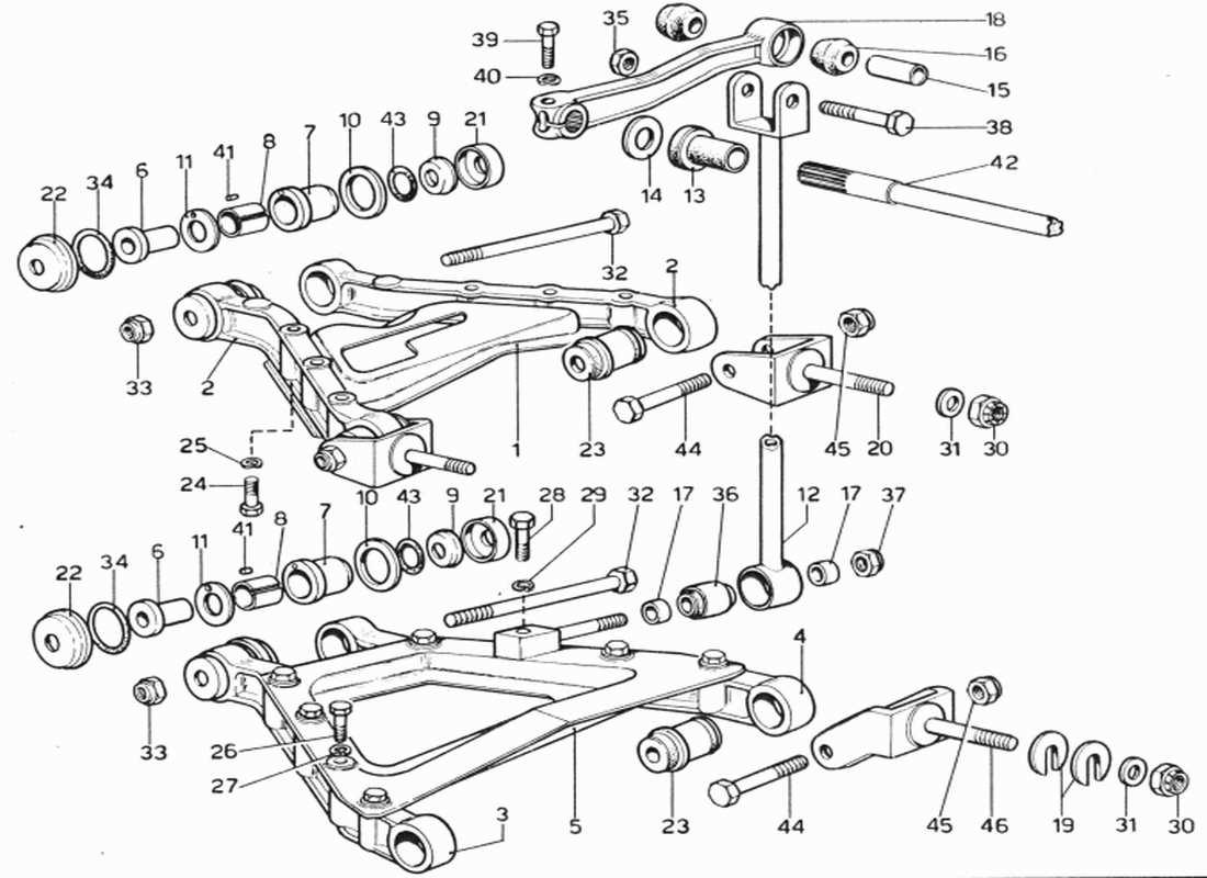ferrari 365 gtb4 daytona (1969) hinterradaufhängung teilediagramm