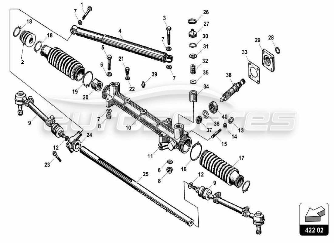 lamborghini miura p400s teilediagramm der zahnstange