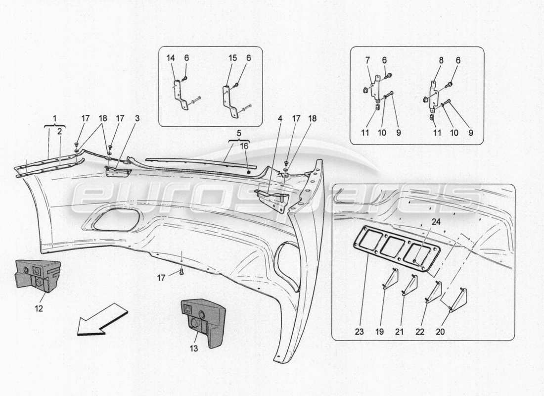 maserati granturismo special edition hintere stoßstange teilediagramm