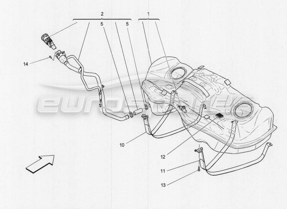 maserati qtp. v8 3.8 530bhp 2014 auto kraftstofftank teilediagramm