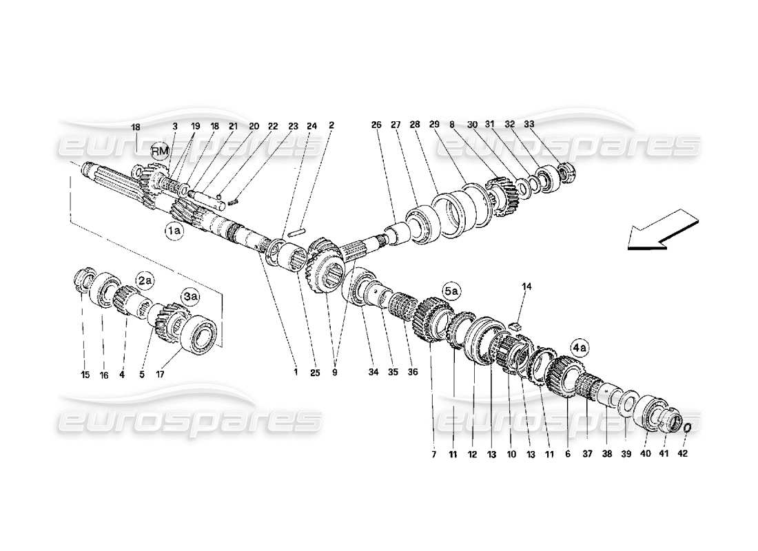 ferrari 348 (2.7 motronic) teilediagramm für hauptwellenzahnräder