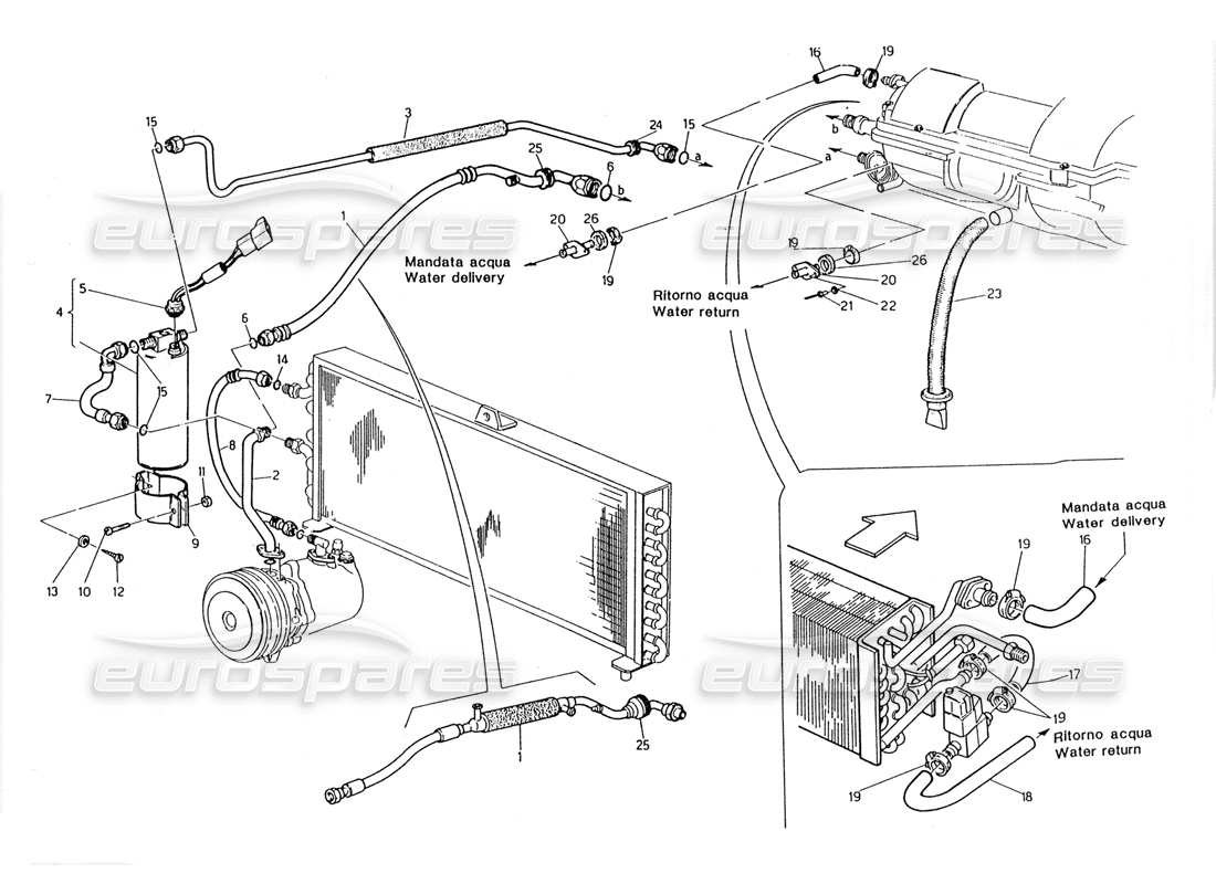 maserati 228 teilediagramm der klimaanlage (linkslenkung).
