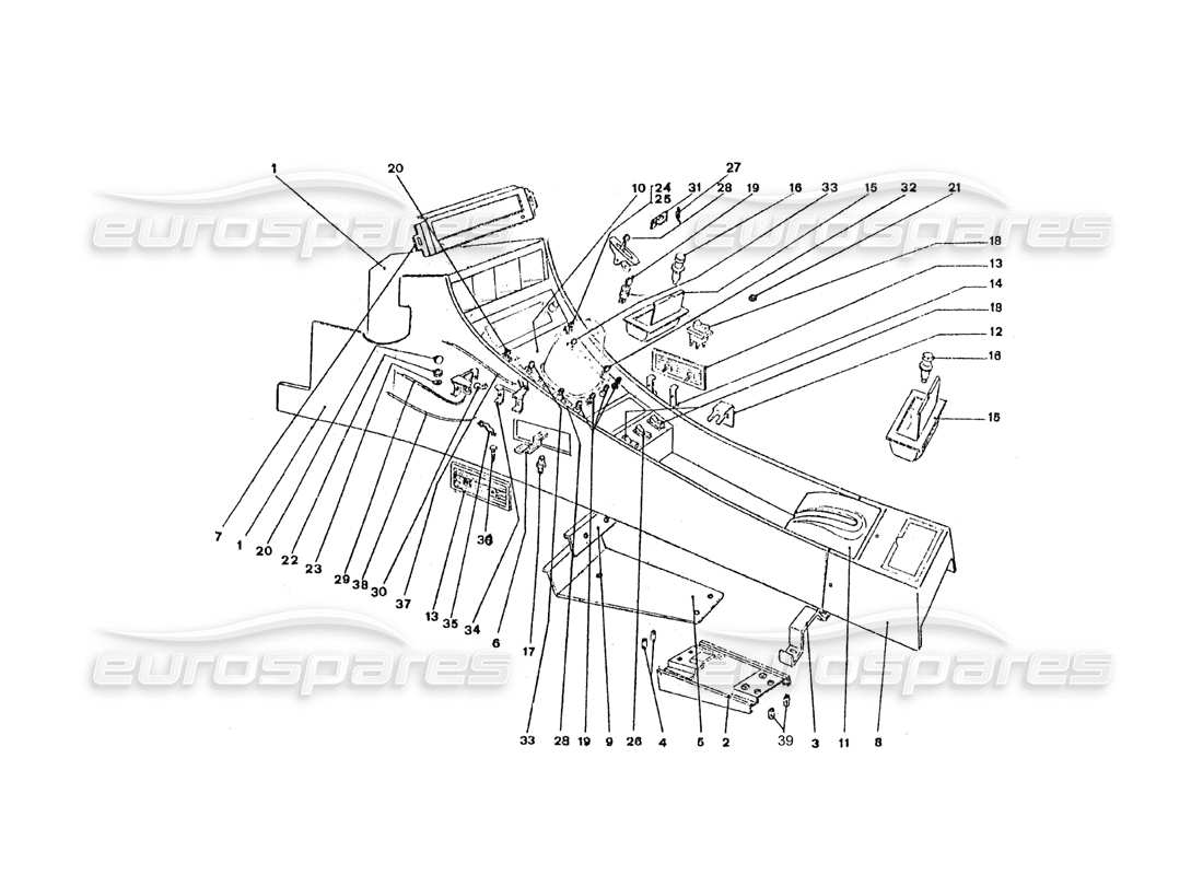 ferrari 365 gt4 2+2 coachwork teilediagramm für schalter und hebel der mittelkonsole