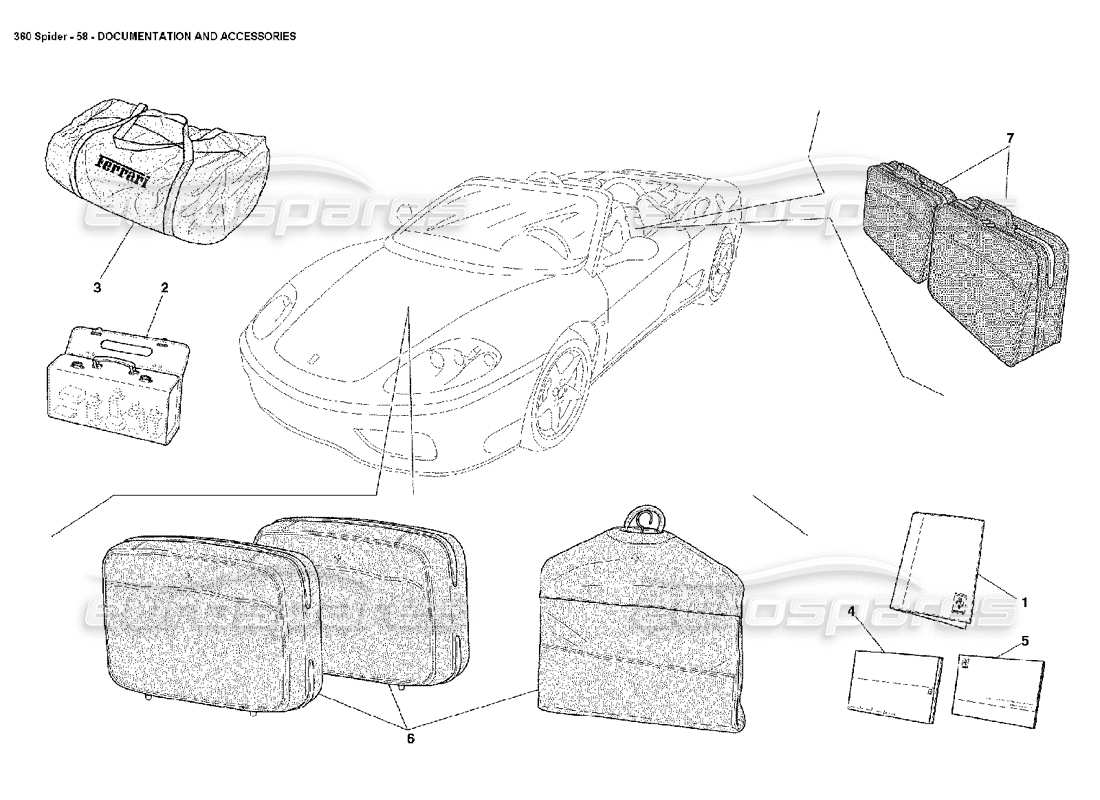 ferrari 360 spider dokumentation und zubehör teilediagramm