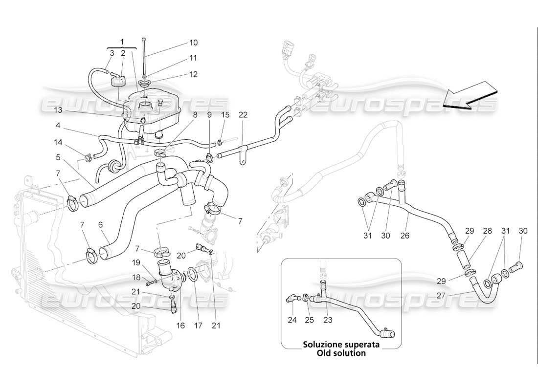 maserati qtp. (2006) 4.2 f1 kühlsystem: nähre und leitungen ersatzteildiagramm