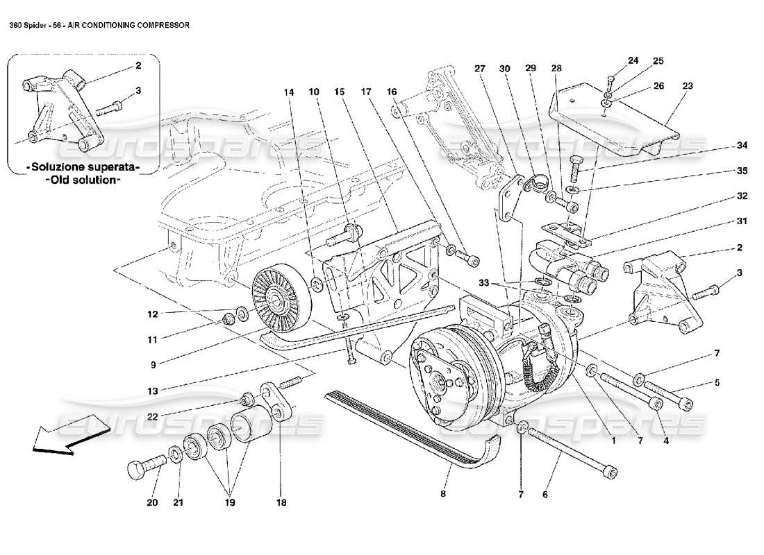 ferrari 360 spider teilediagramm des klimakompressors