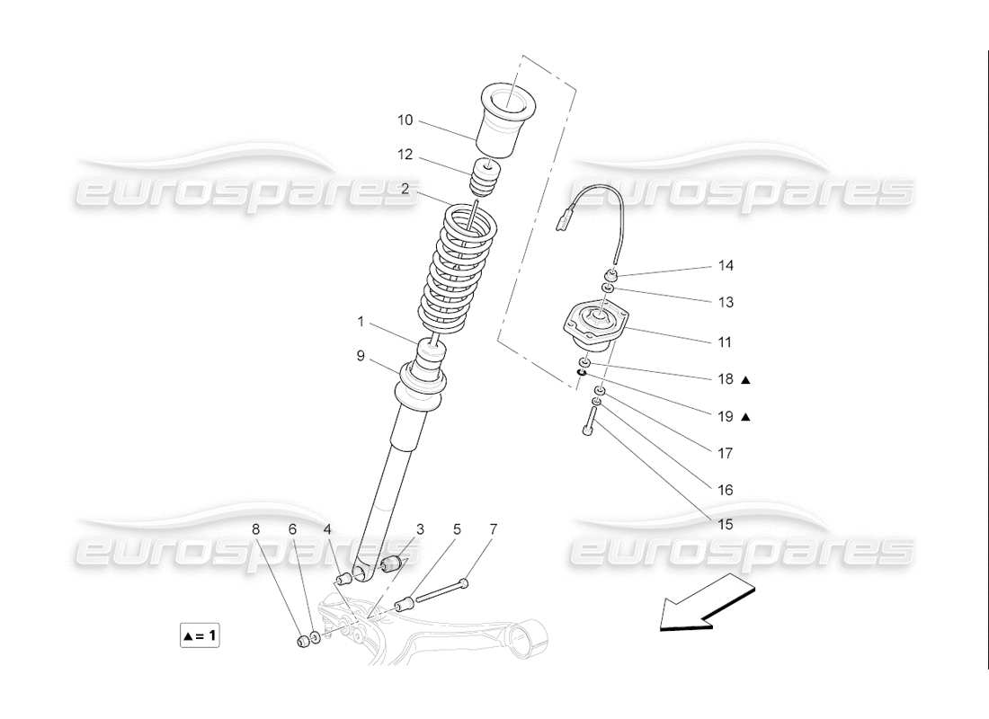 maserati qtp. (2006) 4.2 f1 vordere stoßdämpfervorrichtungen teilediagramm