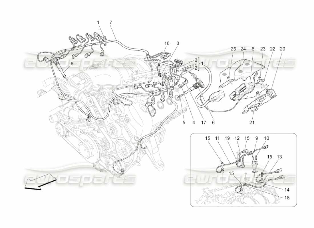 maserati grancabrio (2010) 4.7 elektronische steuerung: einspritz- und motorsteuerungssteuerung teilediagramm