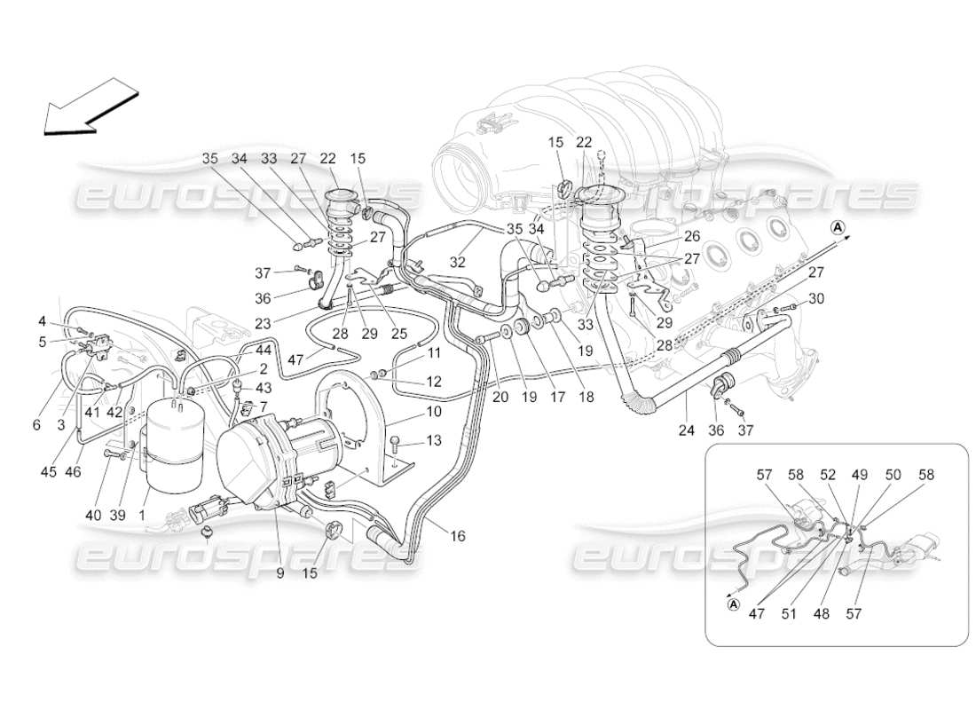 maserati grancabrio (2011) 4.7 zusätzliches luftsystem teilediagramm