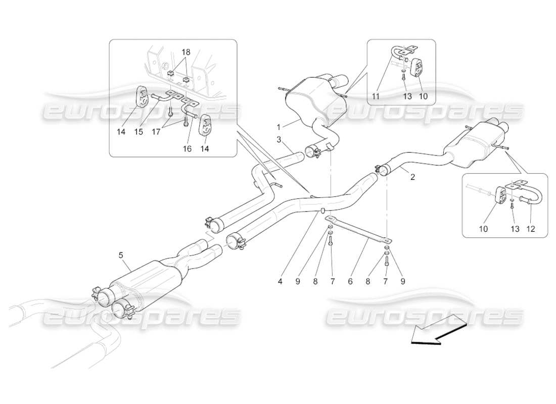 maserati grancabrio (2010) 4.7 schalldämpfer ersatzteildiagramm