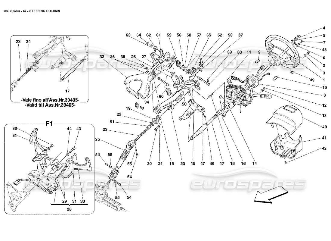 ferrari 360 spider lenksäule ersatzteildiagramm