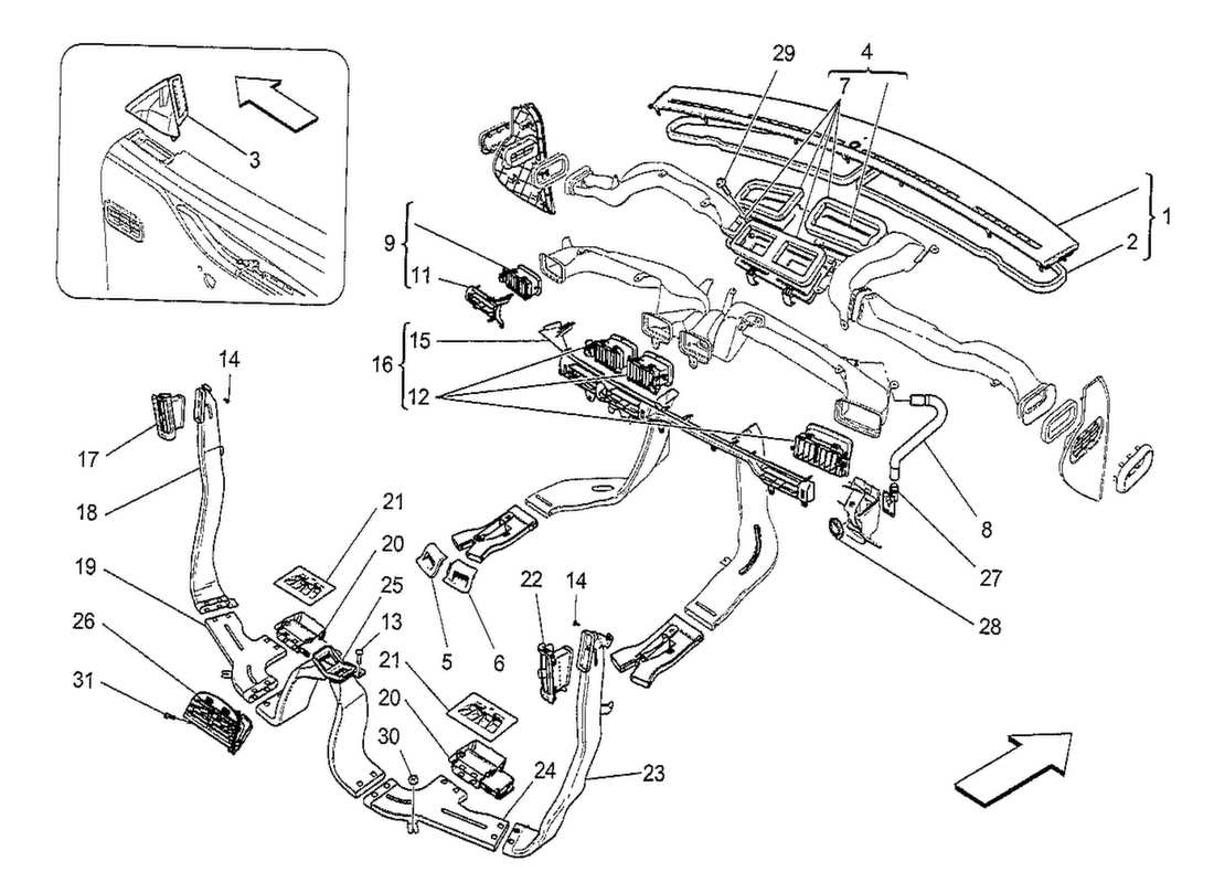 maserati qtp. v8 3.8 530bhp 2014 a c einheit: diffusion teilediagramm