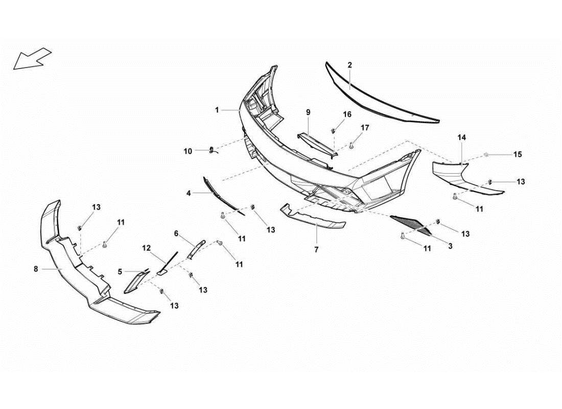 lamborghini gallardo sts ii sc teilediagramm für vordere stoßstangen
