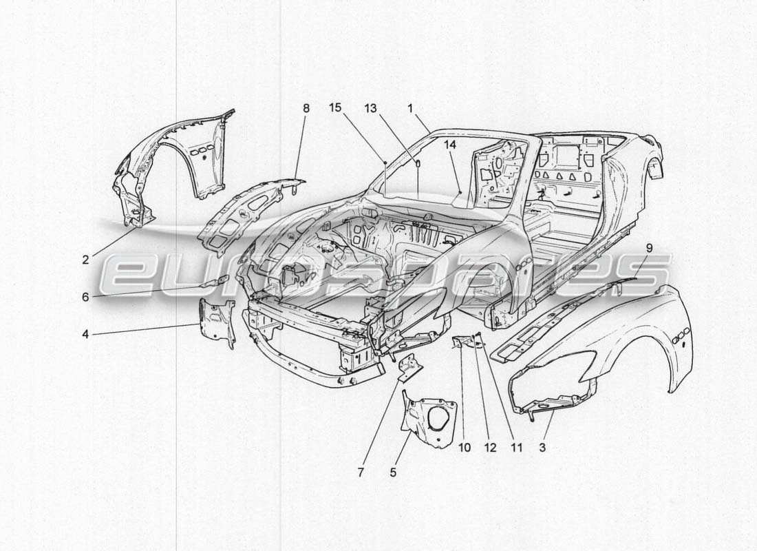 maserati grancabrio mc centenario karosserie und vordere aussenverkleidung teilediagramm