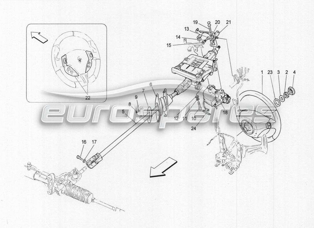 maserati grancabrio mc centenario lenksäule und lenkradeinheit teilediagramm