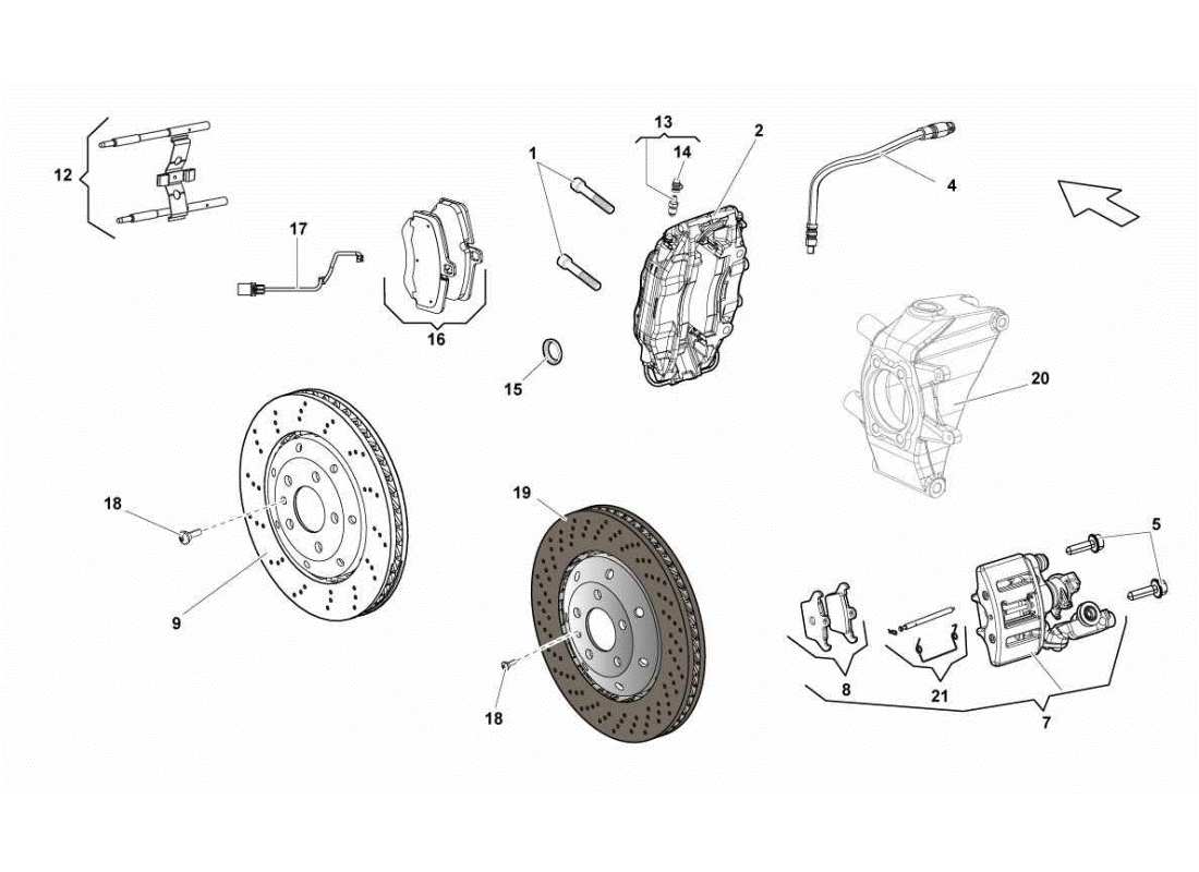 lamborghini gallardo sts ii sc hintere bremsscheiben std-ccb ersatzteildiagramm