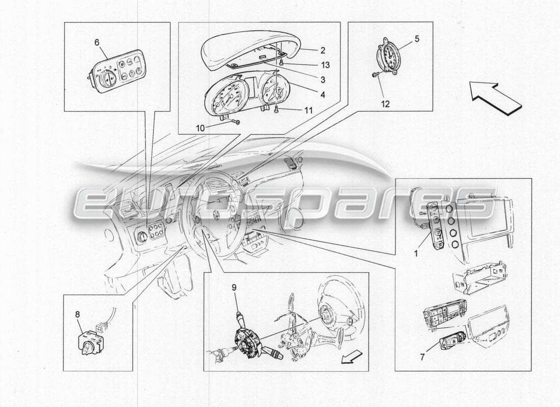 maserati grancabrio mc centenario teilediagramm für armaturenbrettausrüstung