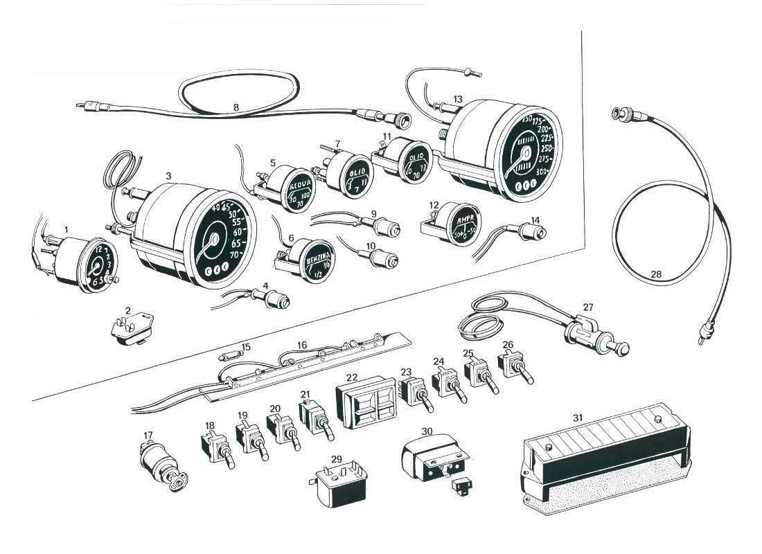 maserati mexico armaturenbrett-instrumente teilediagramm