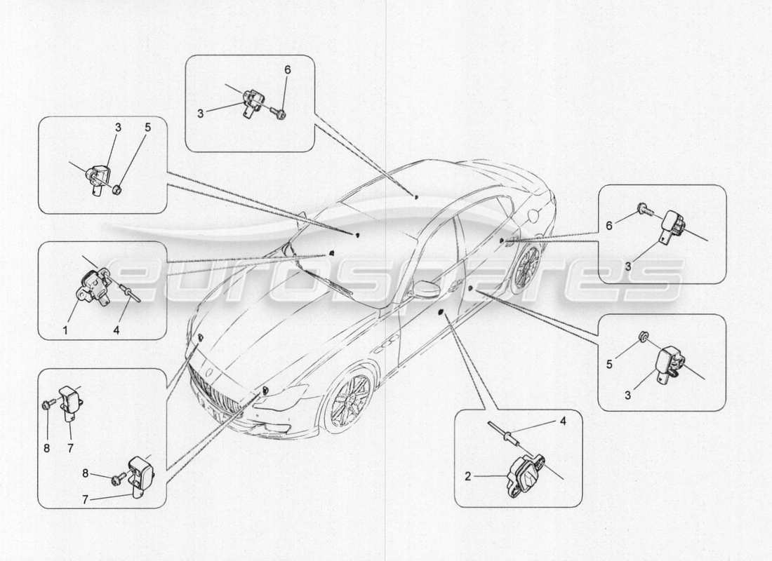 maserati qtp. v8 3.8 530bhp 2014 auto crashsensoren - ersatzteildiagramm