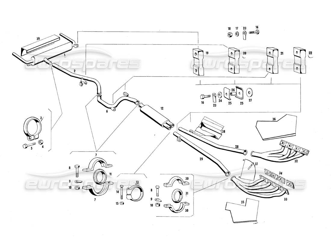 maserati mexico auspuffrohre teilediagramm