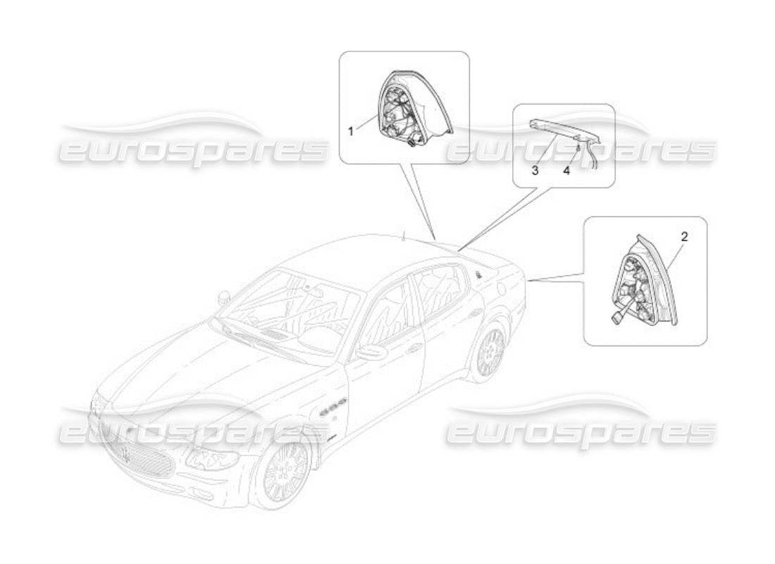 maserati qtp. (2005) 4.2 rücklicht-cluster teilediagramm