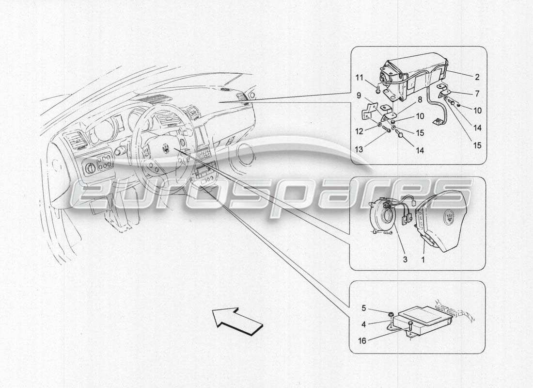 maserati grancabrio mc centenario front-airbag-system teilediagramm