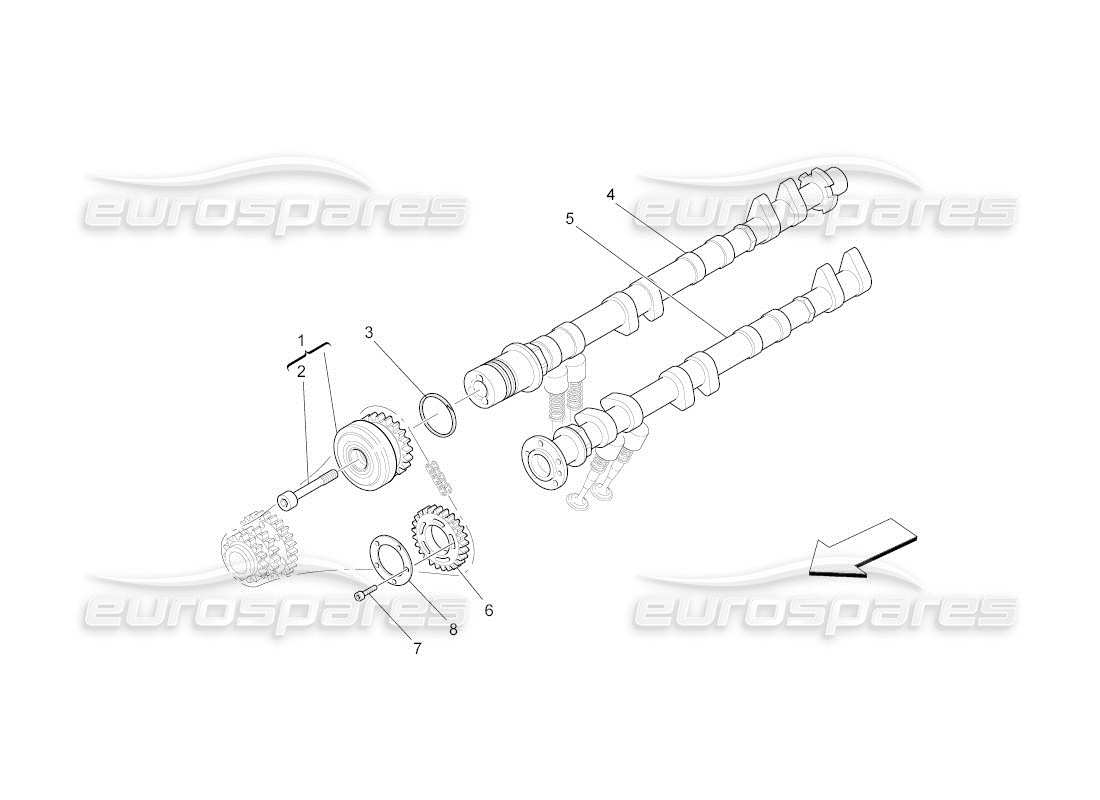 maserati qtp. (2011) 4.2 auto nockenwellen des linken zylinderkopfes teilediagramm