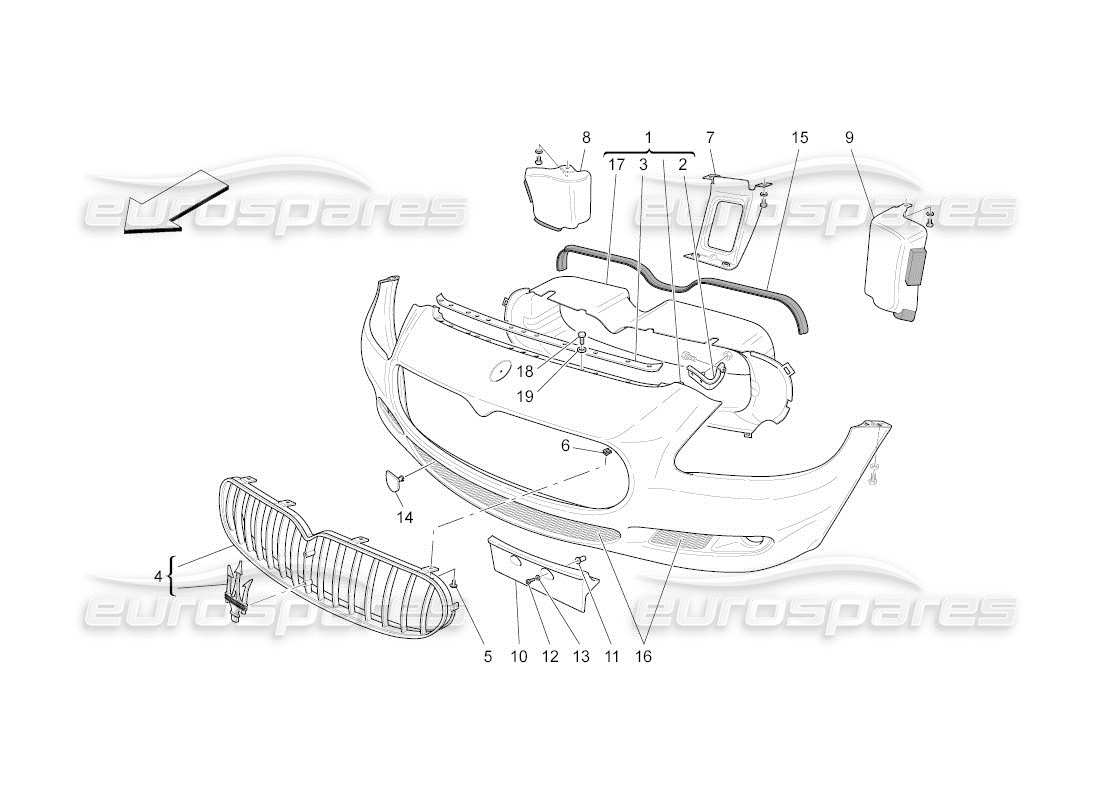 maserati qtp. (2011) 4.7 auto frontstoßstange teilediagramm