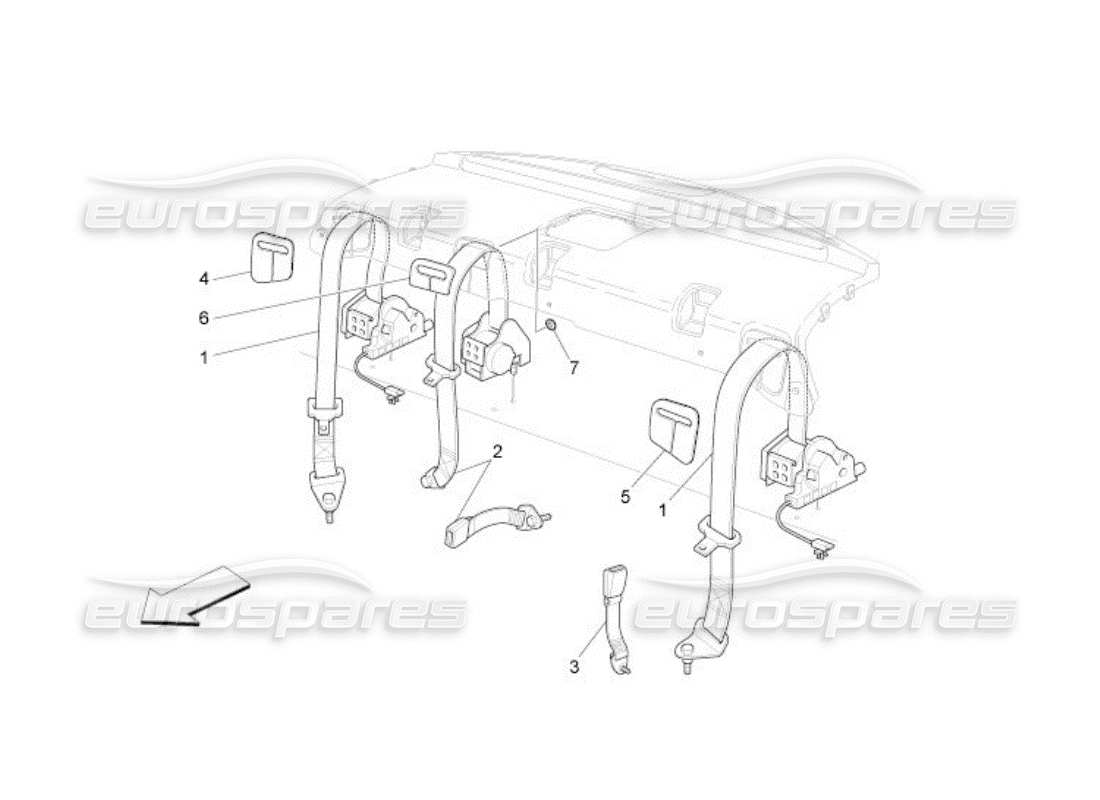 maserati qtp. (2005) 4.2 sicherheitsgurte hinten teilediagramm