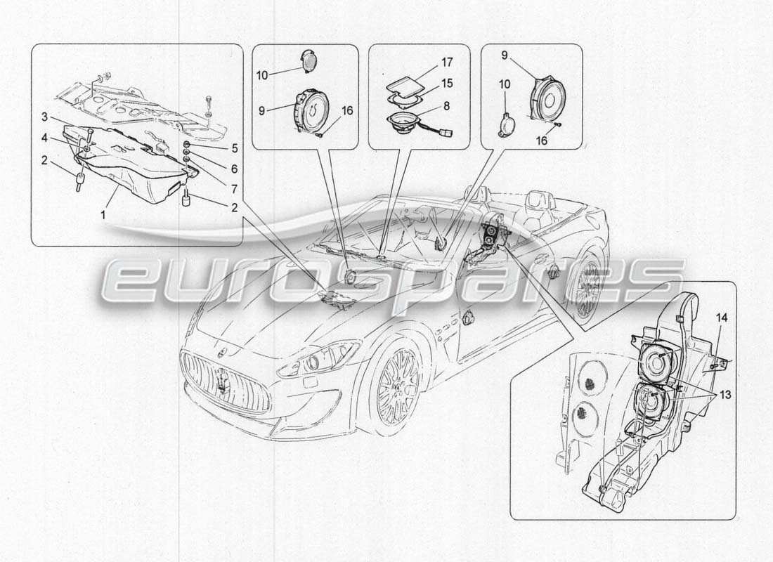 maserati grancabrio mc centenario teilediagramm für das schalldiffusionssystem