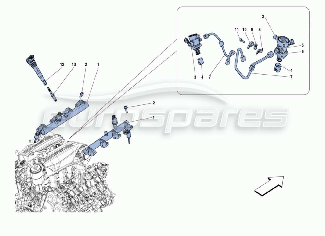 ferrari 488 challenge kraftstoffverteiler teilediagramm