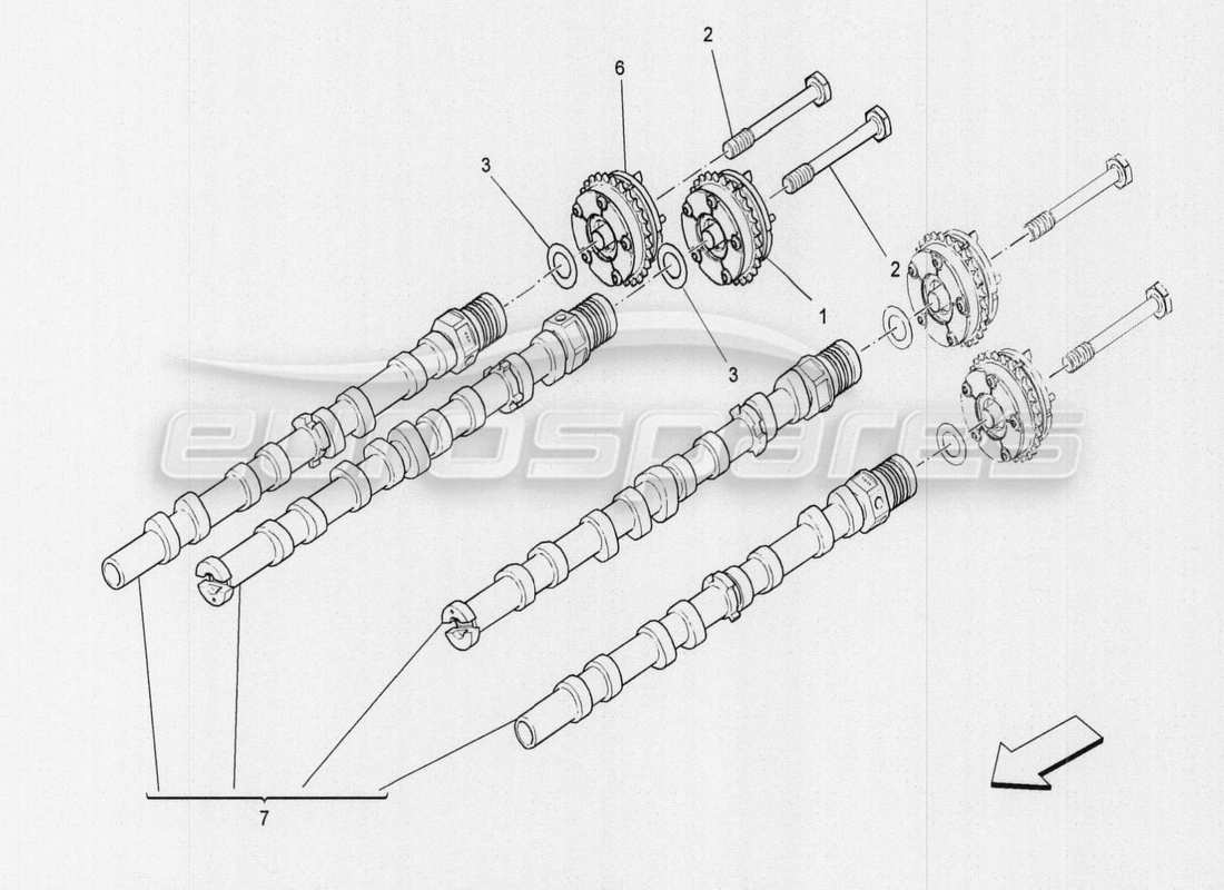 maserati qtp. v8 3.8 530bhp auto 2015 nockenwellen des rechten zylinderkopfes teilediagramm