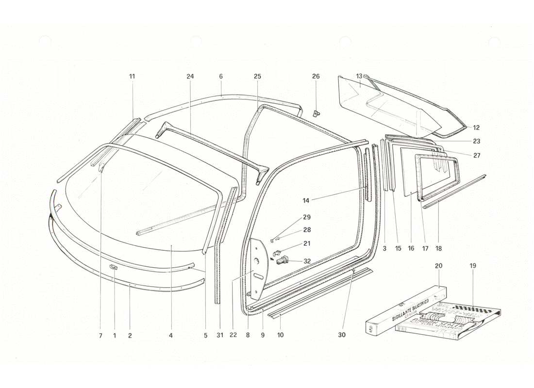 ferrari 208 gtb gts brillenteildiagramm