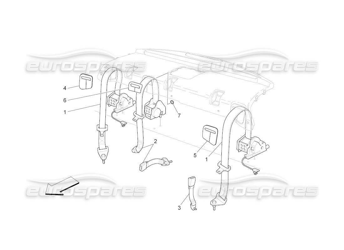 maserati qtp. (2011) 4.7 auto sicherheitsgurte hinten ersatzteildiagramm