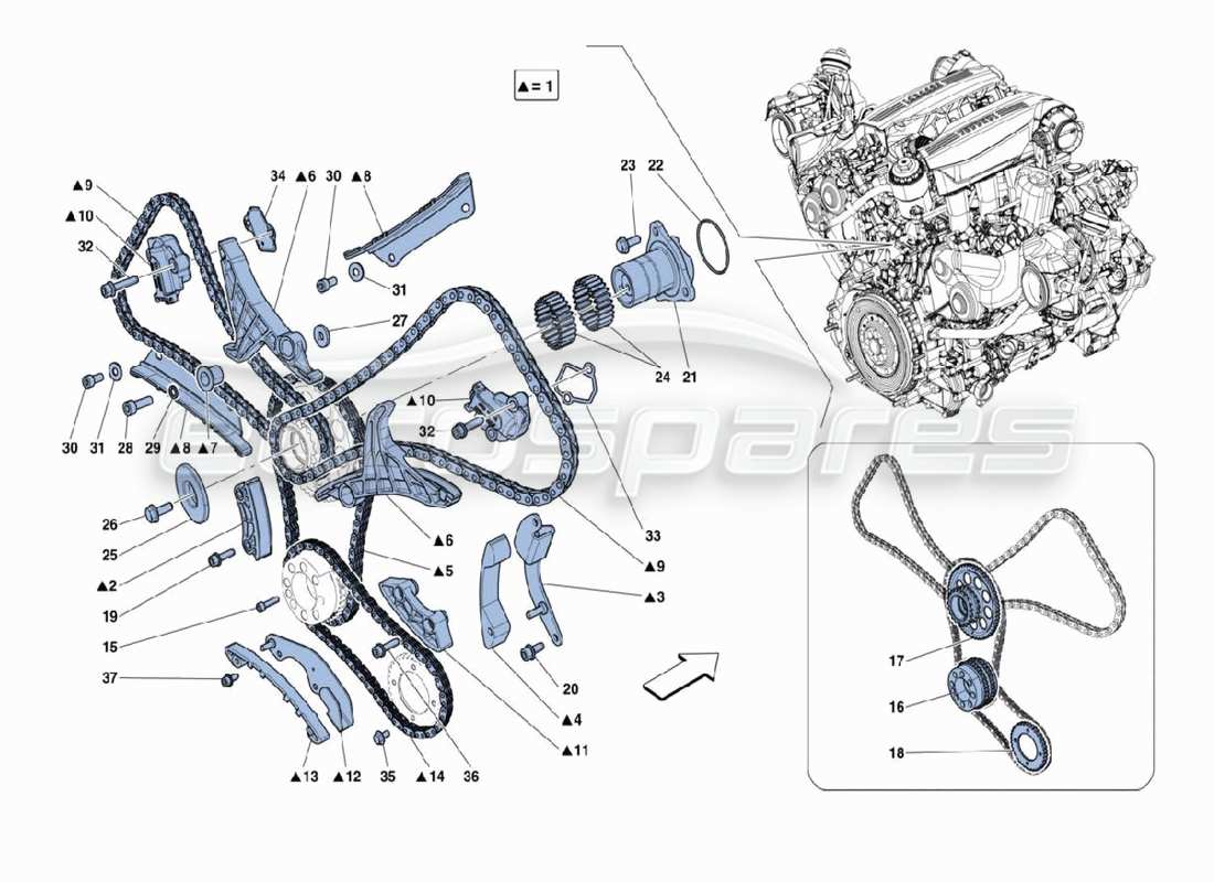 ferrari 488 challenge teilediagramm für steuerzahnrad