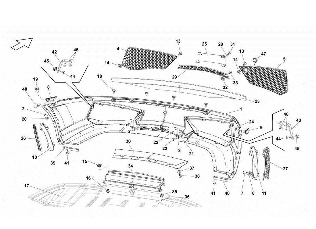 lamborghini gallardo lp560-4s update teilediagramm für vordere stoßstangen