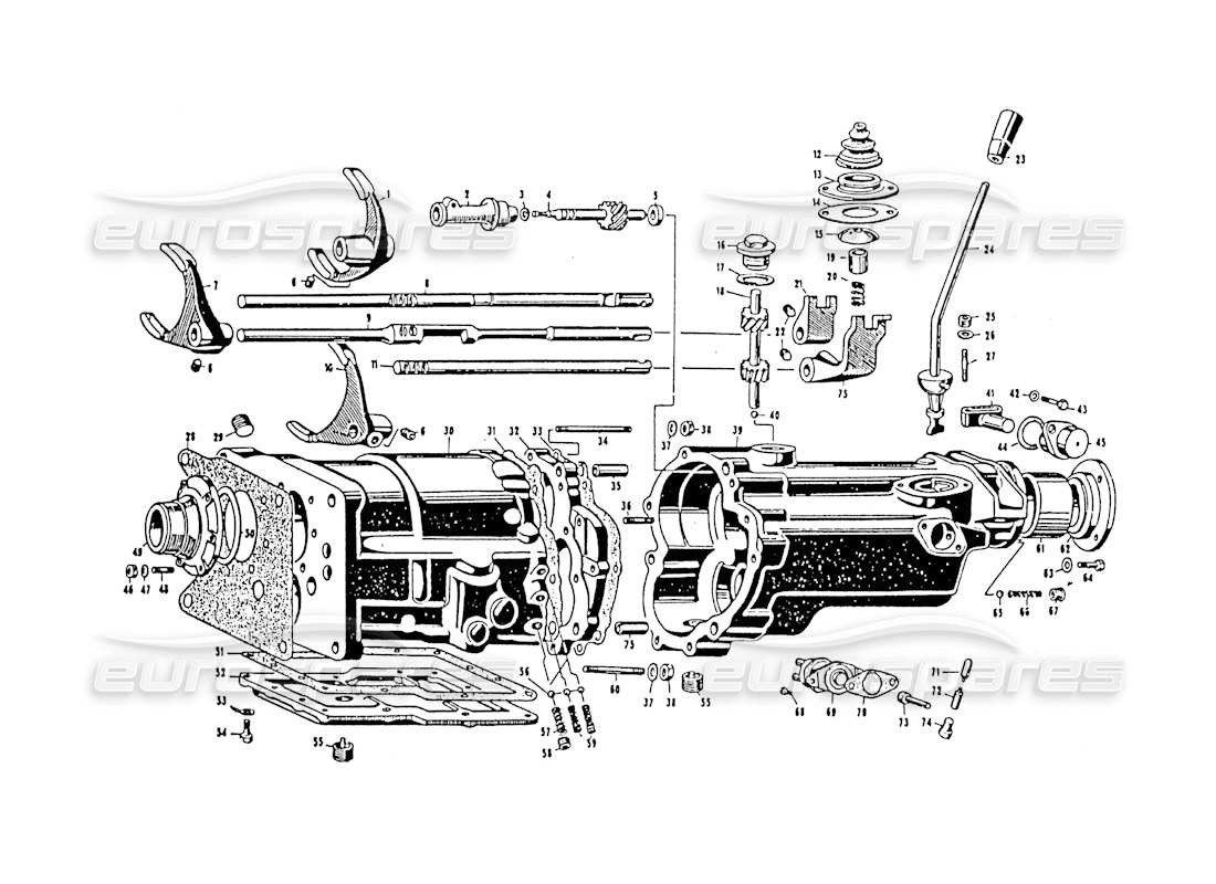 maserati 3500 gt 5 teilediagramm für geschwindigkeitsgetriebe